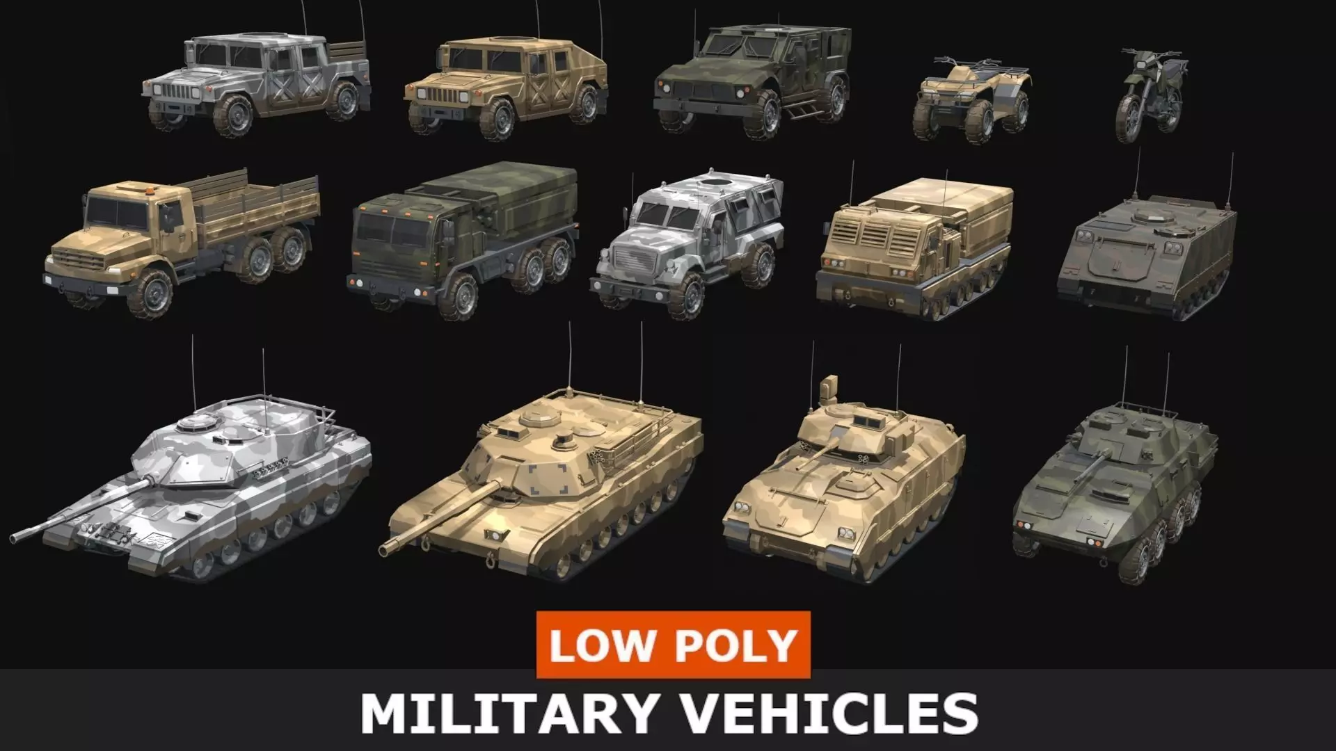 Low Poly  Military Vehicles Low-poly 3D model_0