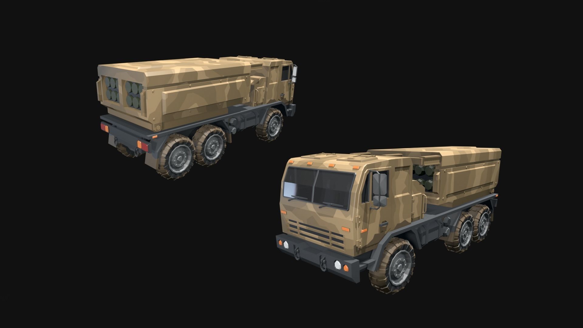 Low Poly  Military Vehicles Low-poly 3D model_7