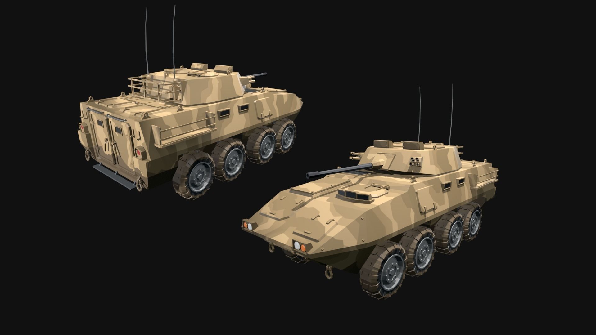Low Poly  Military Vehicles Low-poly 3D model_6