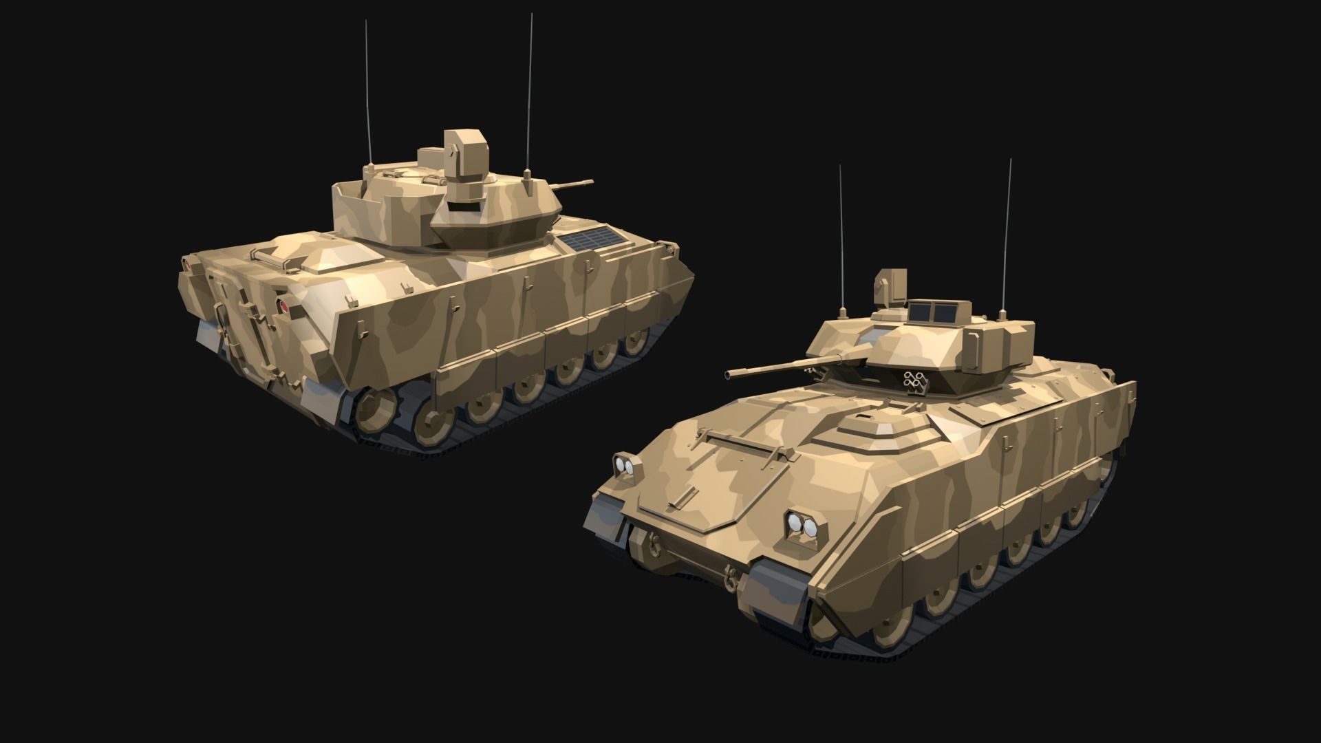 Low Poly  Military Vehicles Low-poly 3D model_9