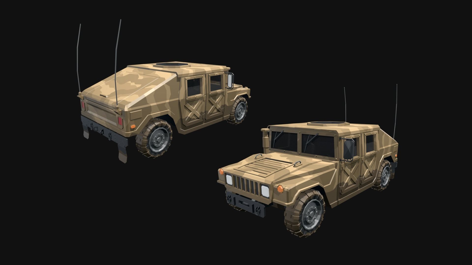 Low Poly  Military Vehicles Low-poly 3D model_1