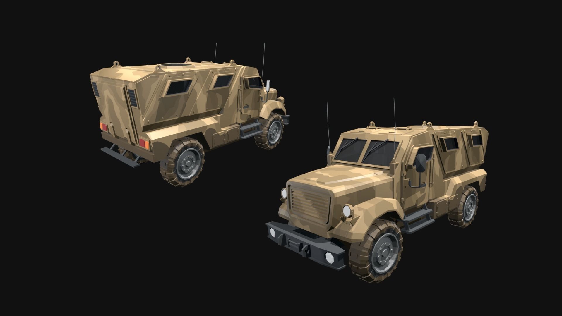 Low Poly  Military Vehicles Low-poly 3D model_10