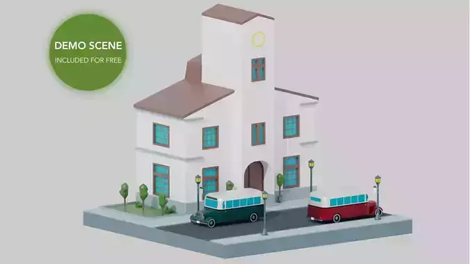 Low poly oldtimer classic bus