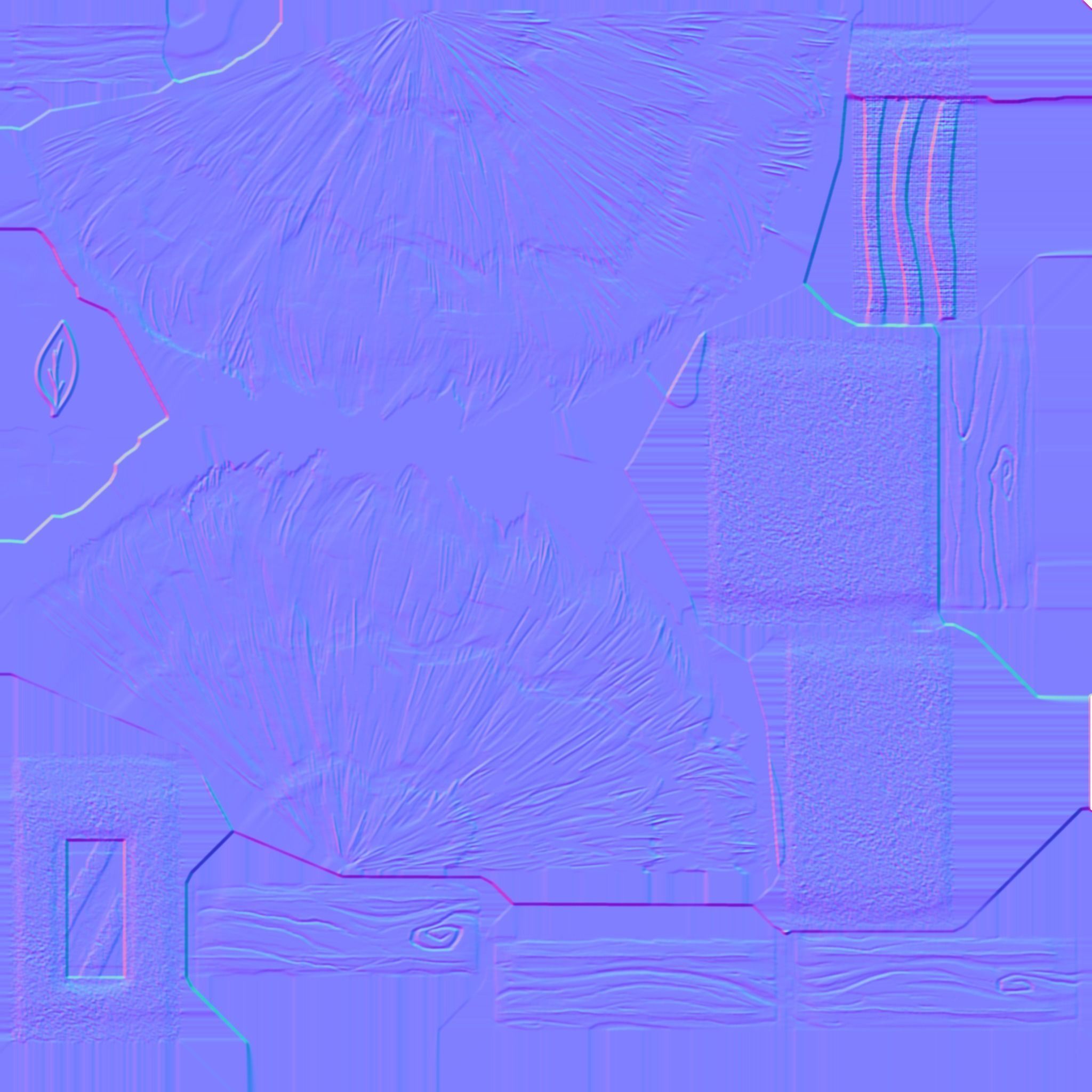 Low poly tropical handpainted hut - cartoon stylized cabin  Low-poly 3D model_7