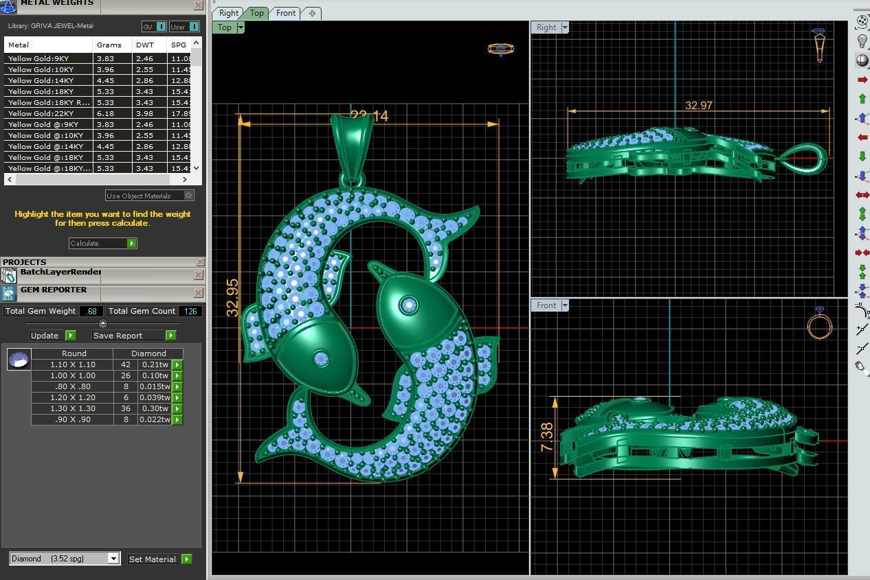 Pisces Pendent 3d Model 3D print model_9