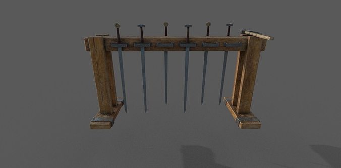 Medieval Rack and swords  Low-poly 3D model