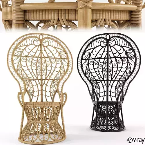 Outdoor Rattan Chair Natural 3D model