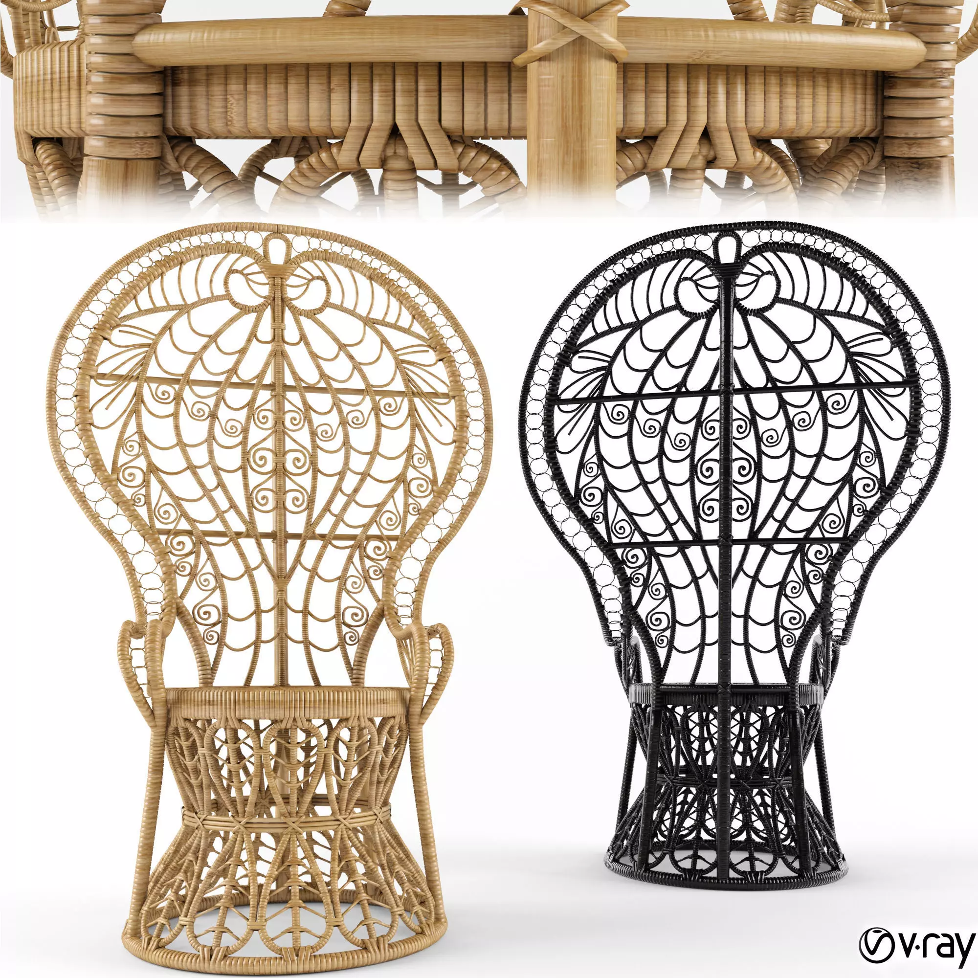 Outdoor Rattan Chair Natural 3D model_0