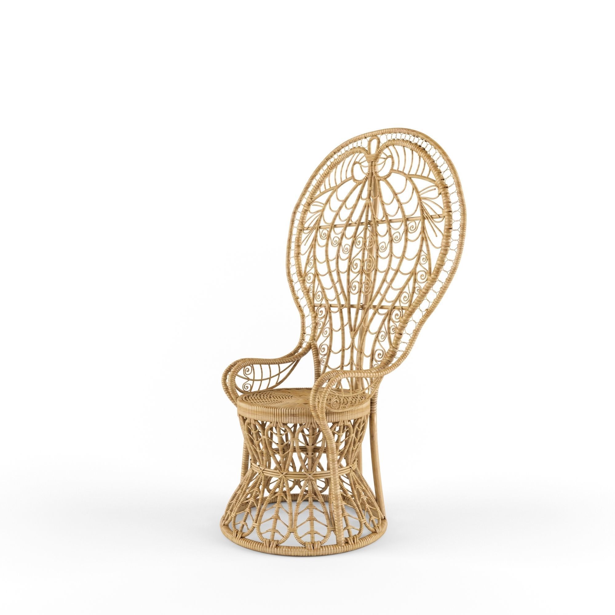 Outdoor Rattan Chair Natural 3D model_4