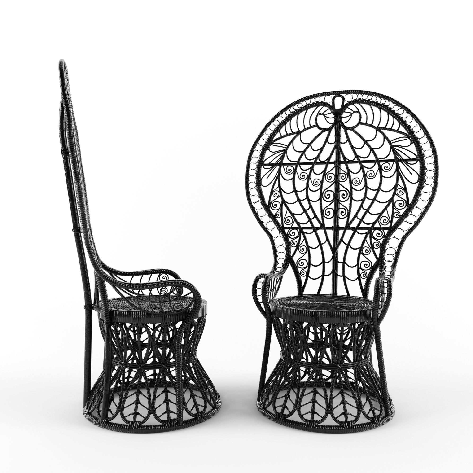 Outdoor Rattan Chair Natural 3D model_6