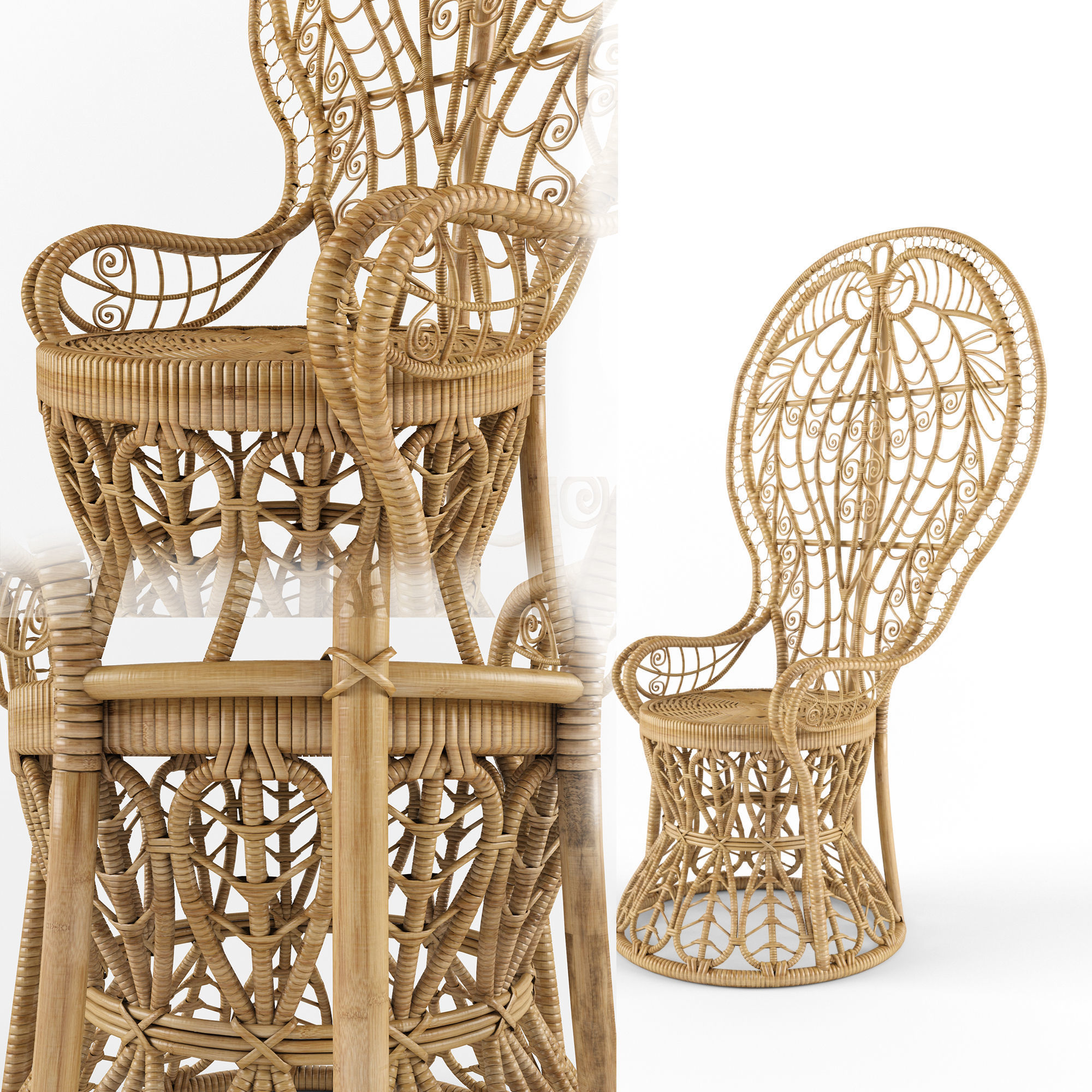Outdoor Rattan Chair Natural 3D model_1