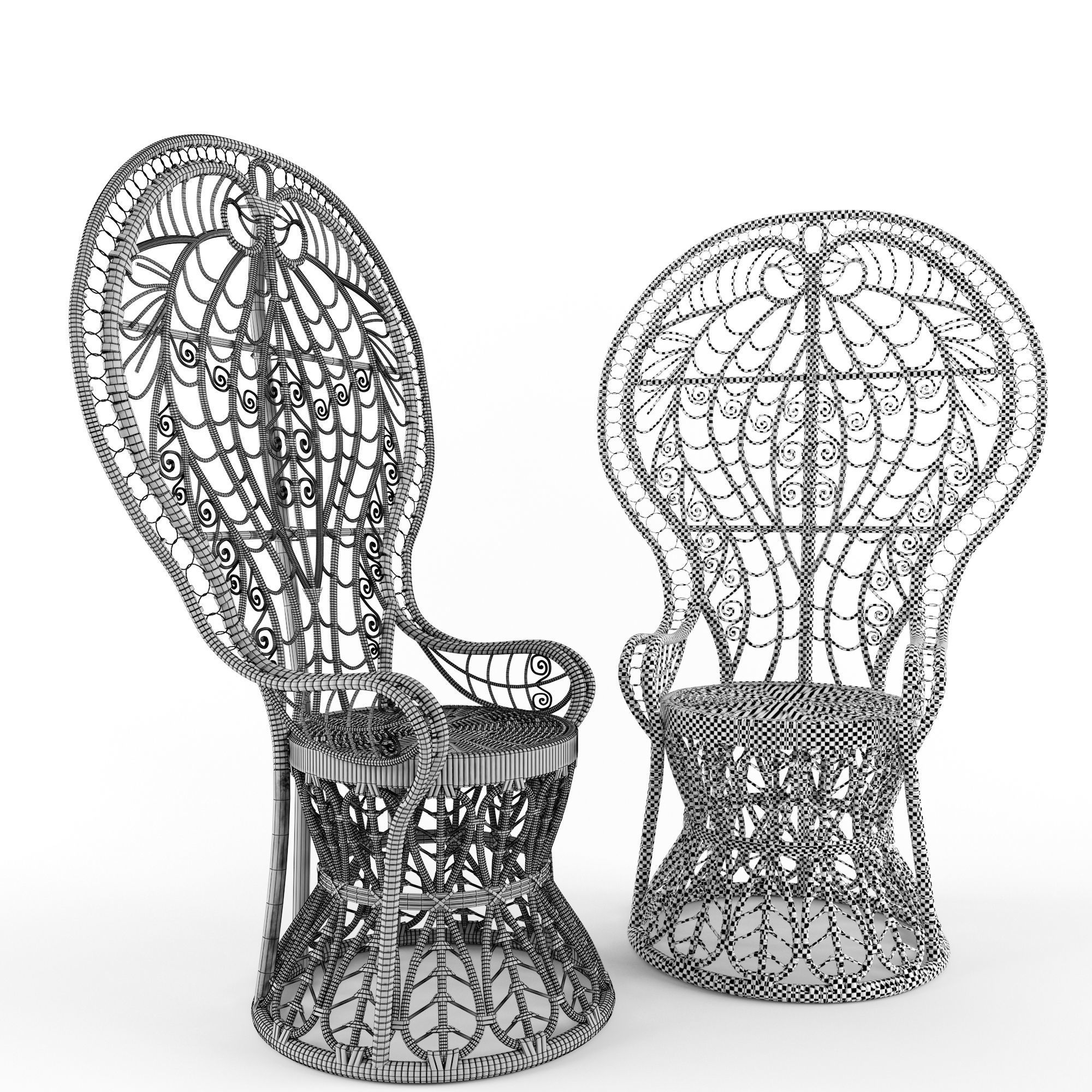 Outdoor Rattan Chair Natural 3D model_7