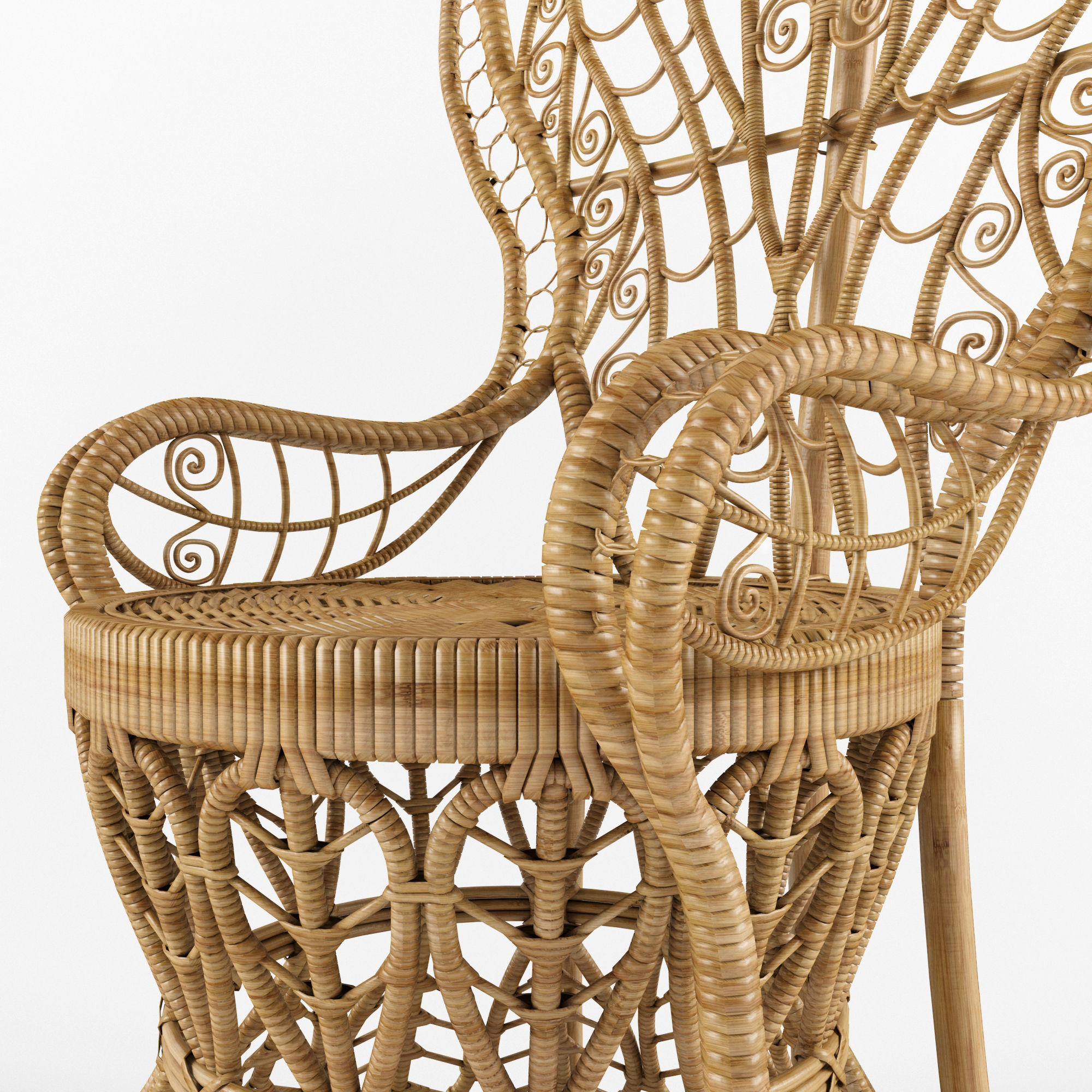 Outdoor Rattan Chair Natural 3D model_5