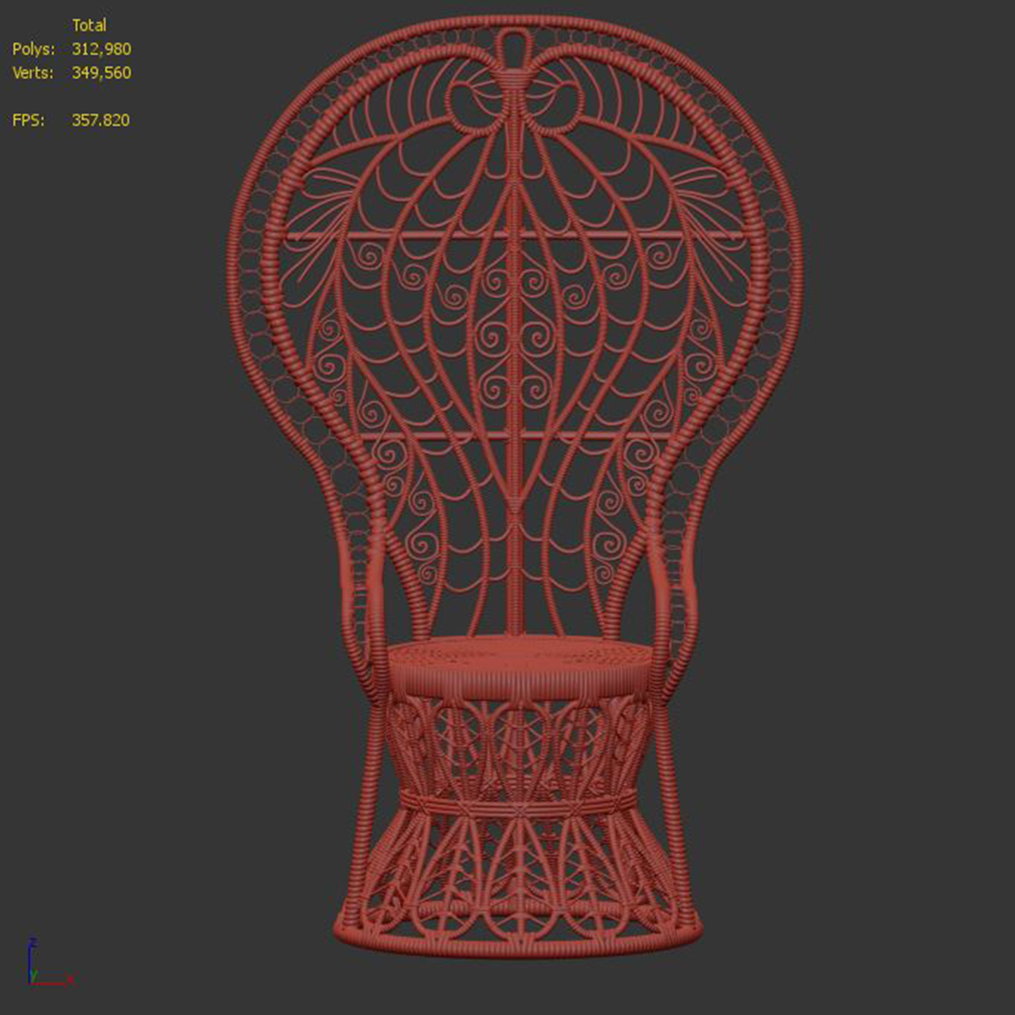 Outdoor Rattan Chair Natural 3D model_2