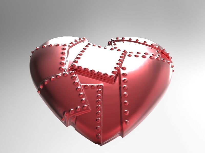 Metal heart 3D print model_2