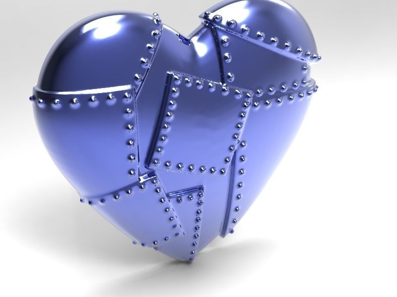 Metal heart 3D print model_4