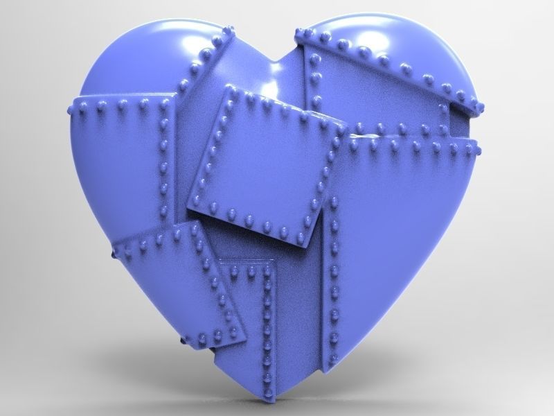 Metal heart 3D print model_3
