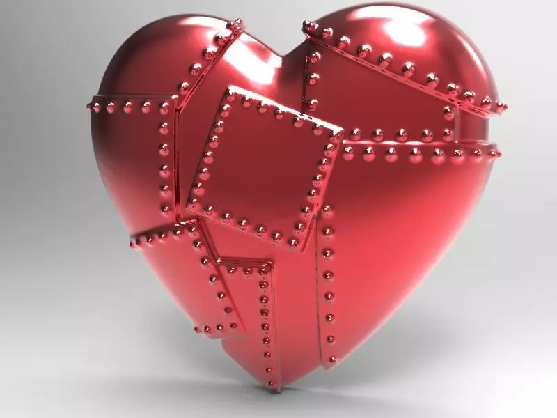 Metal heart 3D print model_0