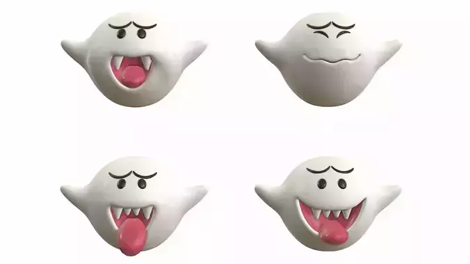 Boos Ghosts Super Mario Bros Low-poly 3D model
