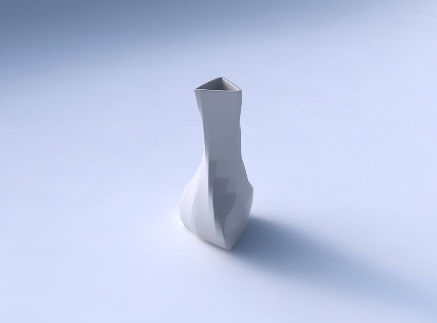 Vase twist puffy triangle with uniform polygons 3D print model_3