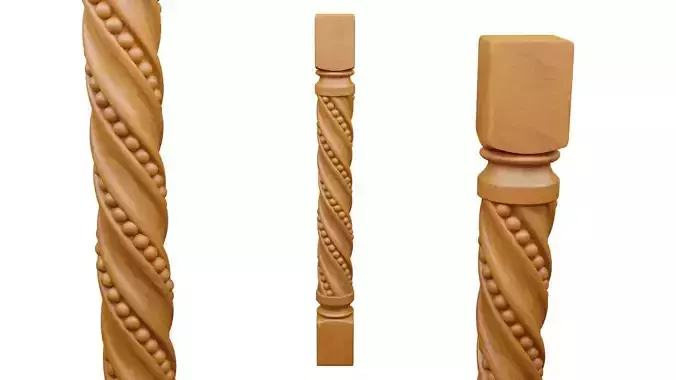 Baluster 3D Model wooden spindle for staircase