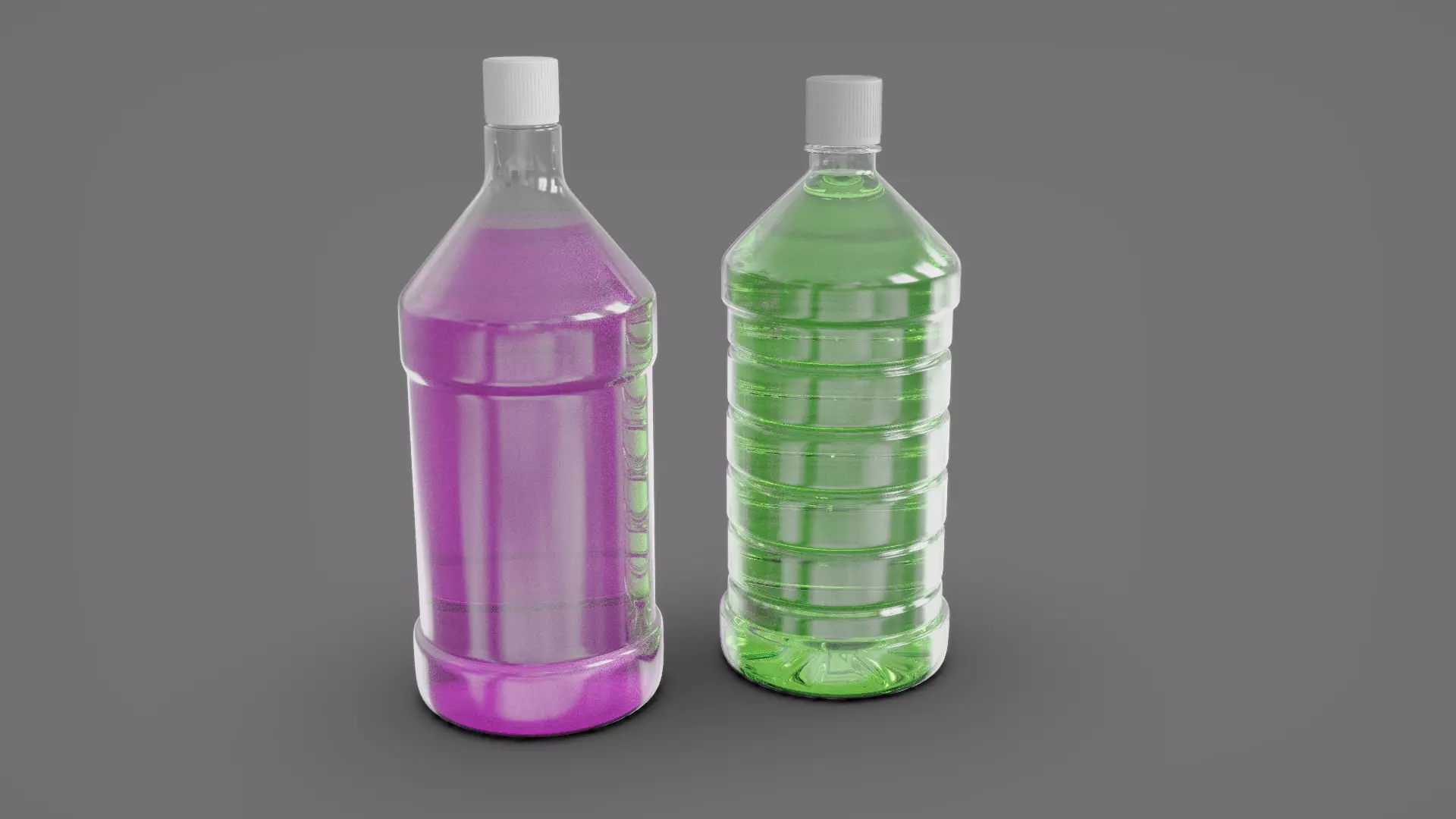 Plastic Bottles  - 2 Pieces 3D model_0