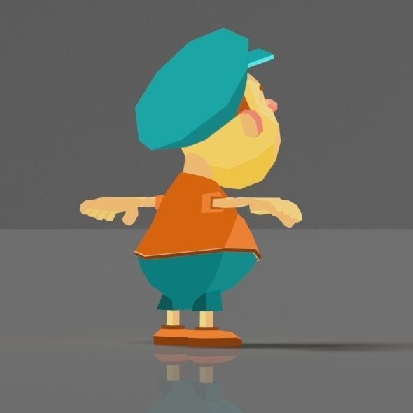 Cartoon boy low poly rigged and animated game character Low-poly 3D model_27