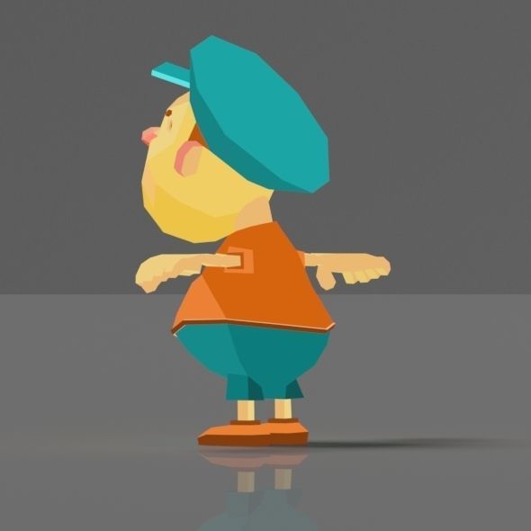 Cartoon boy low poly rigged and animated game character Low-poly 3D model_34