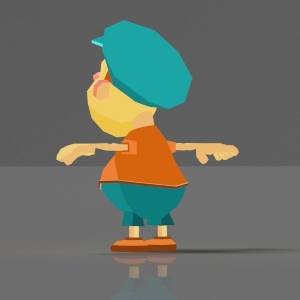 Cartoon boy low poly rigged and animated game character Low-poly 3D model_33