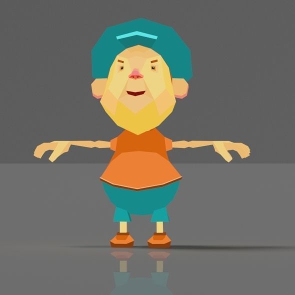 Cartoon boy low poly rigged and animated game character Low-poly 3D model_18