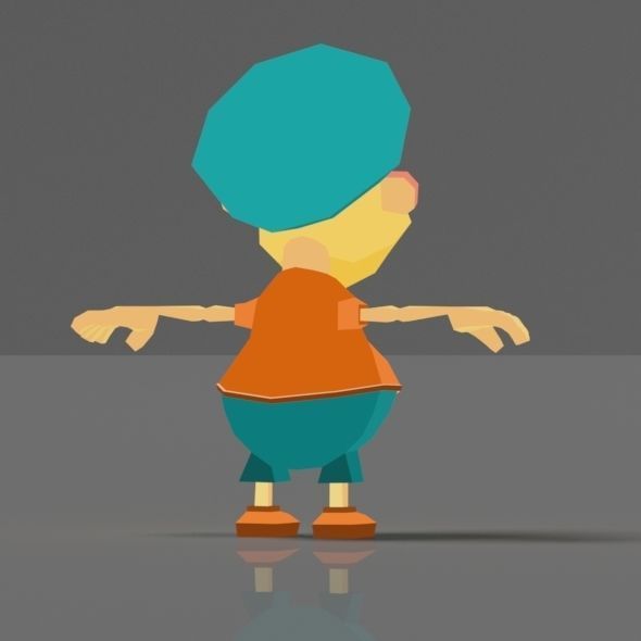 Cartoon boy low poly rigged and animated game character Low-poly 3D model_29