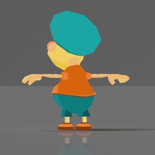 Cartoon boy low poly rigged and animated game character Low-poly 3D model_32