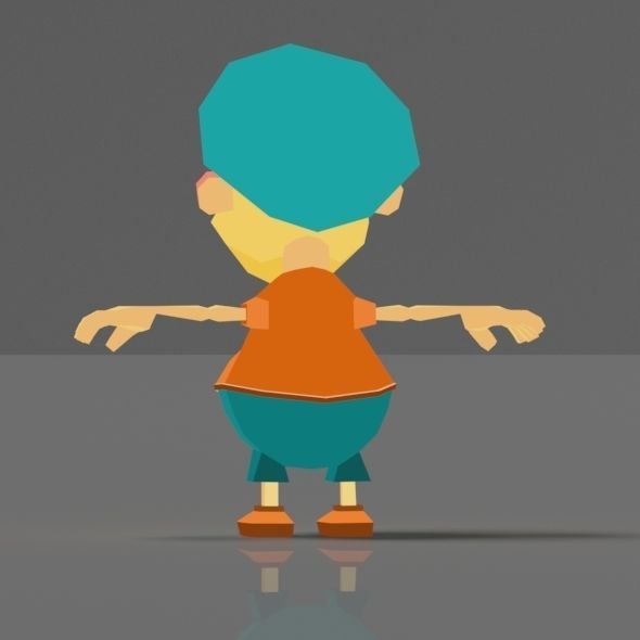 Cartoon boy low poly rigged and animated game character Low-poly 3D model_31