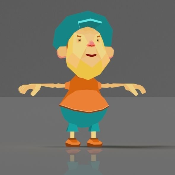 Cartoon boy low poly rigged and animated game character Low-poly 3D model_19