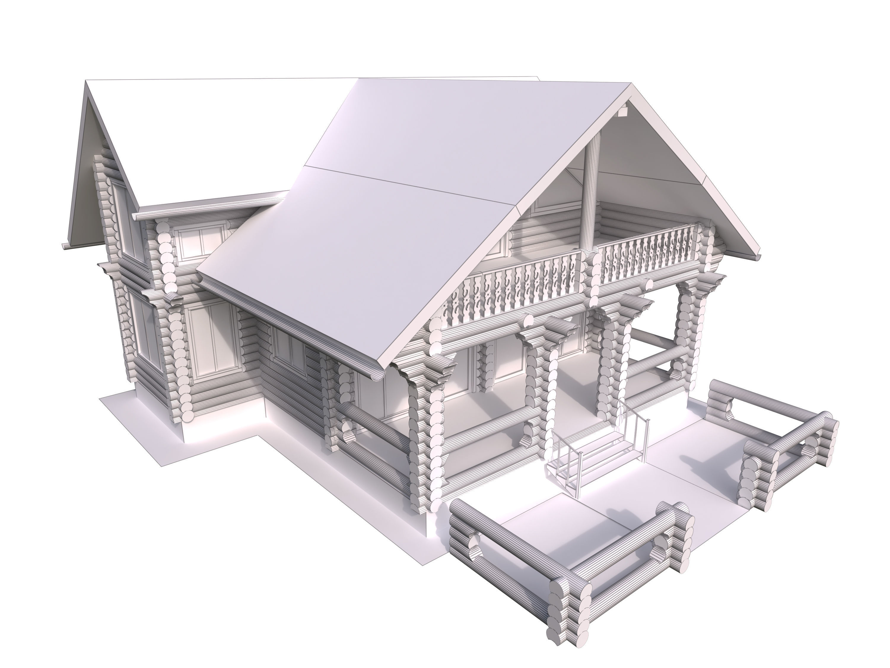 Wonderful log house 3D model_13