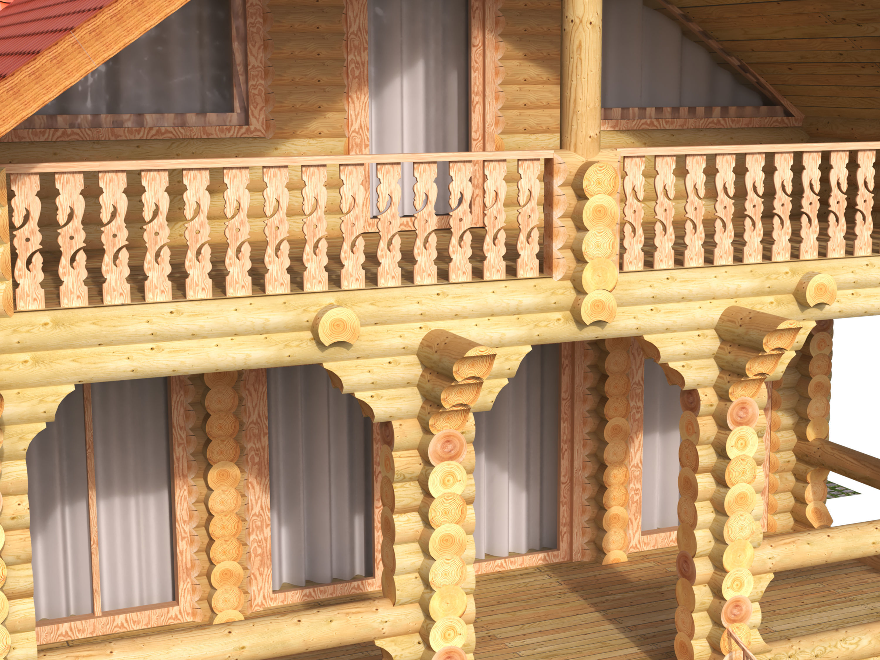 Wonderful log house 3D model_7