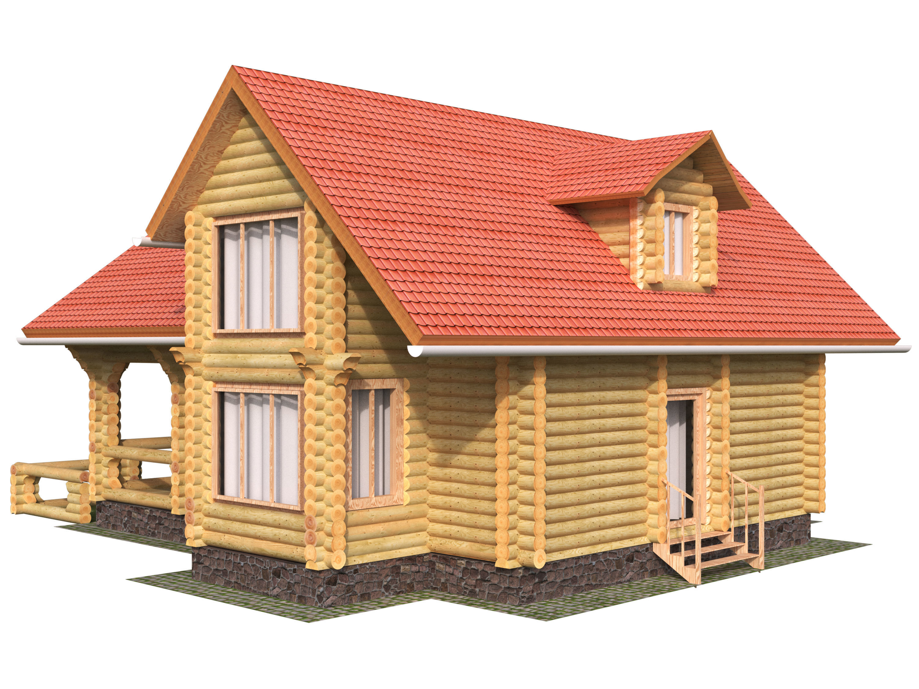 Wonderful log house 3D model_6