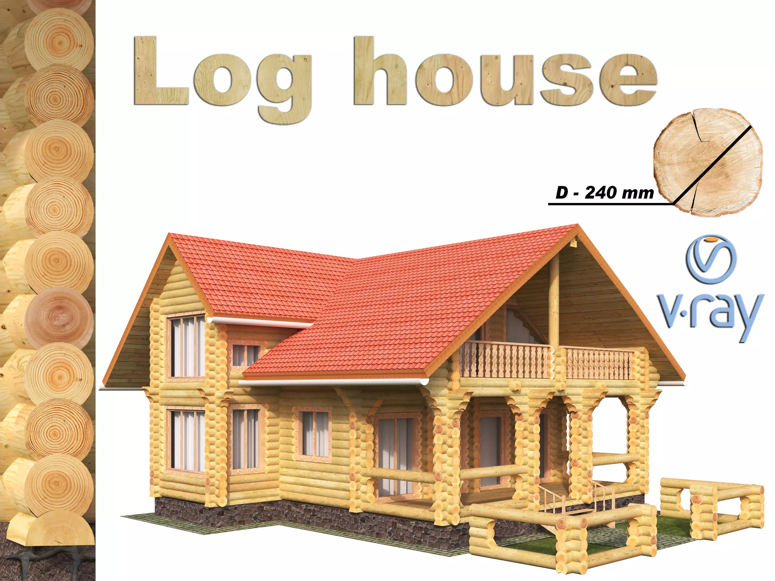 Wonderful log house 3D model_0