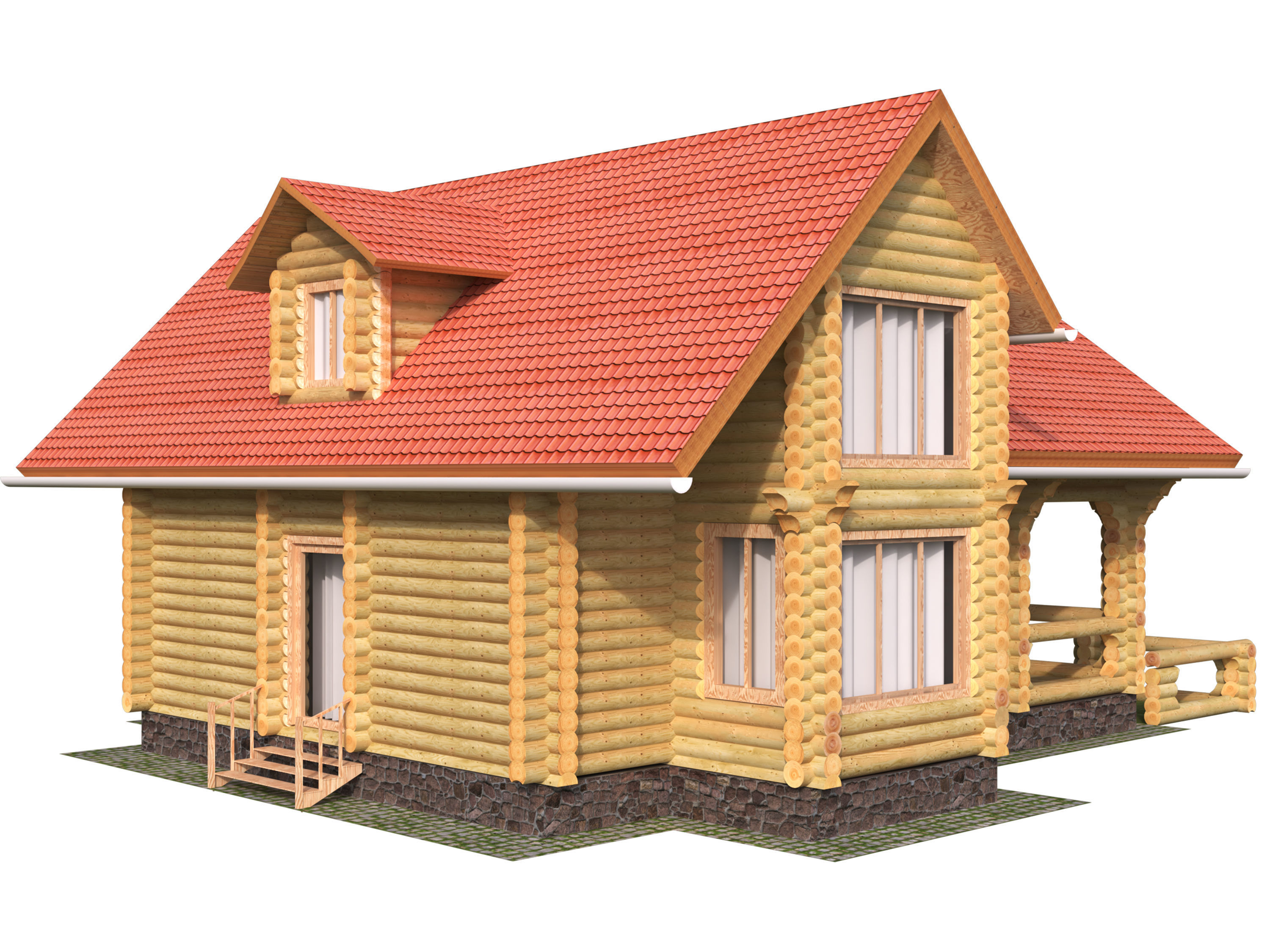 Wonderful log house 3D model_4
