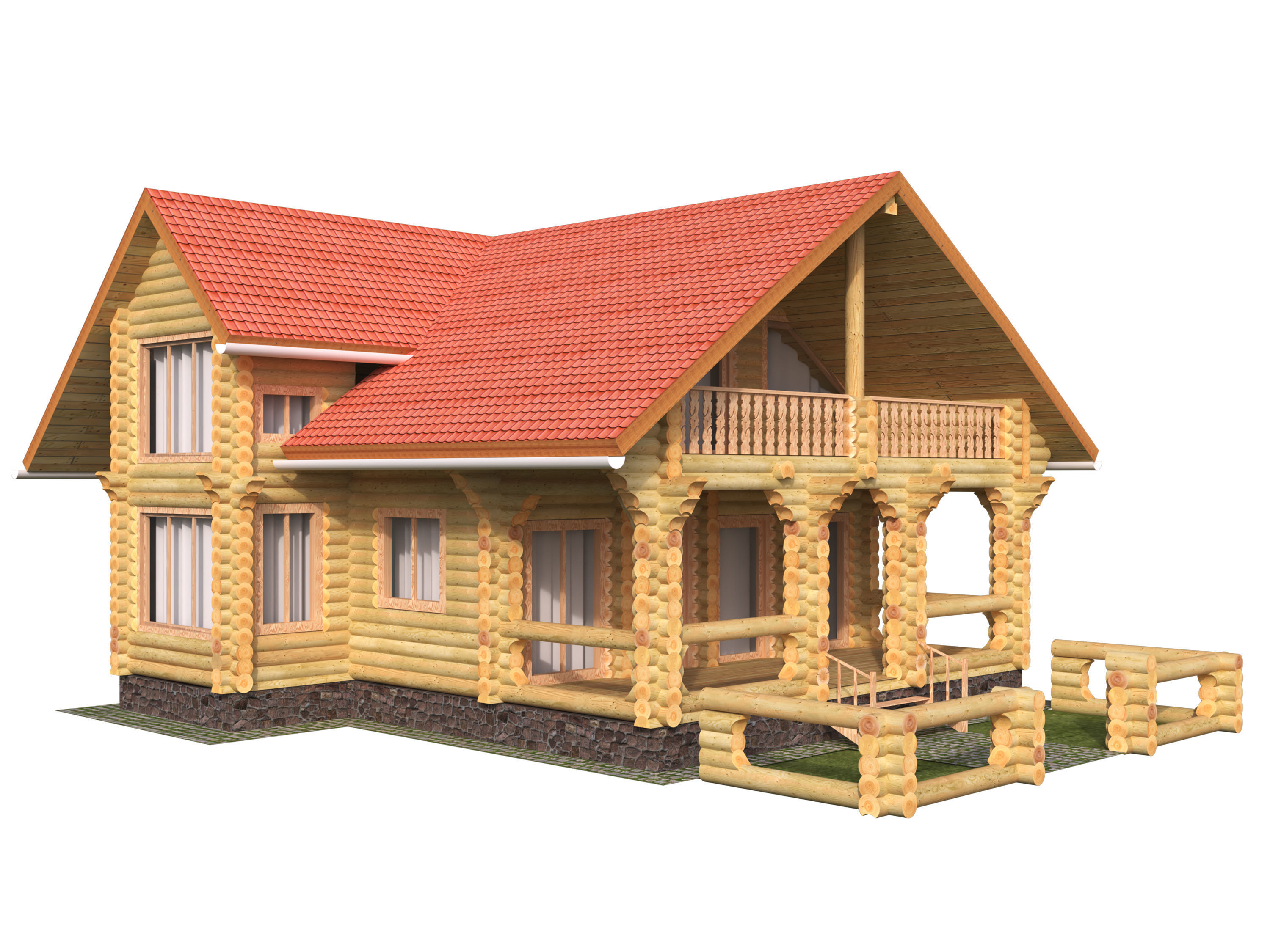 Wonderful log house 3D model_2