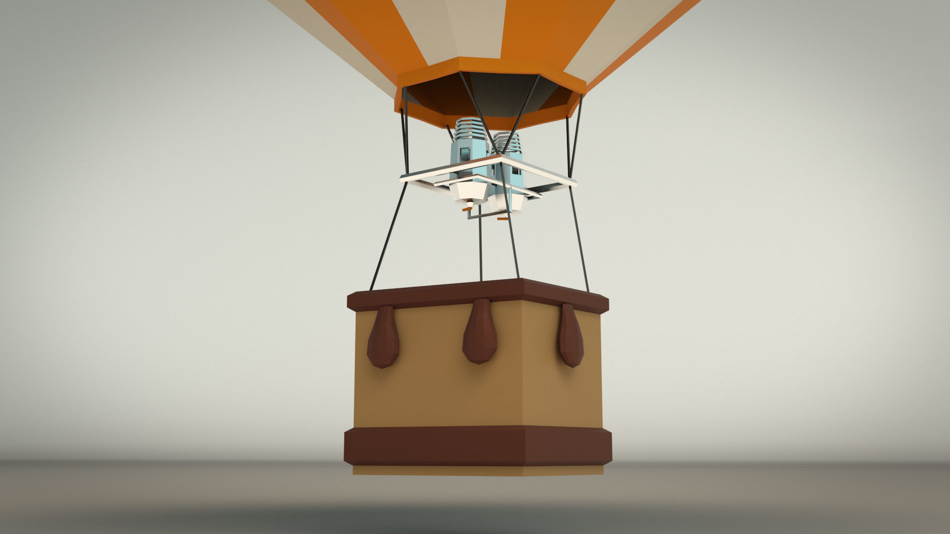 Low Poly Hot Air Balloon Low-poly 3D model_6
