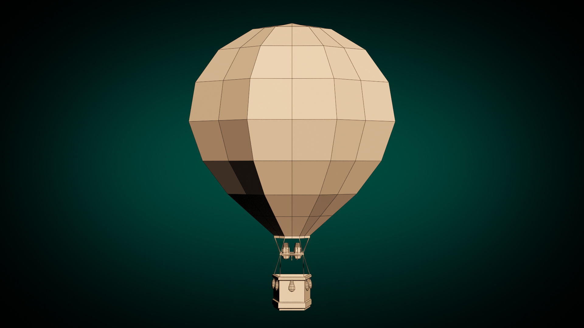 Low Poly Hot Air Balloon Low-poly 3D model_8