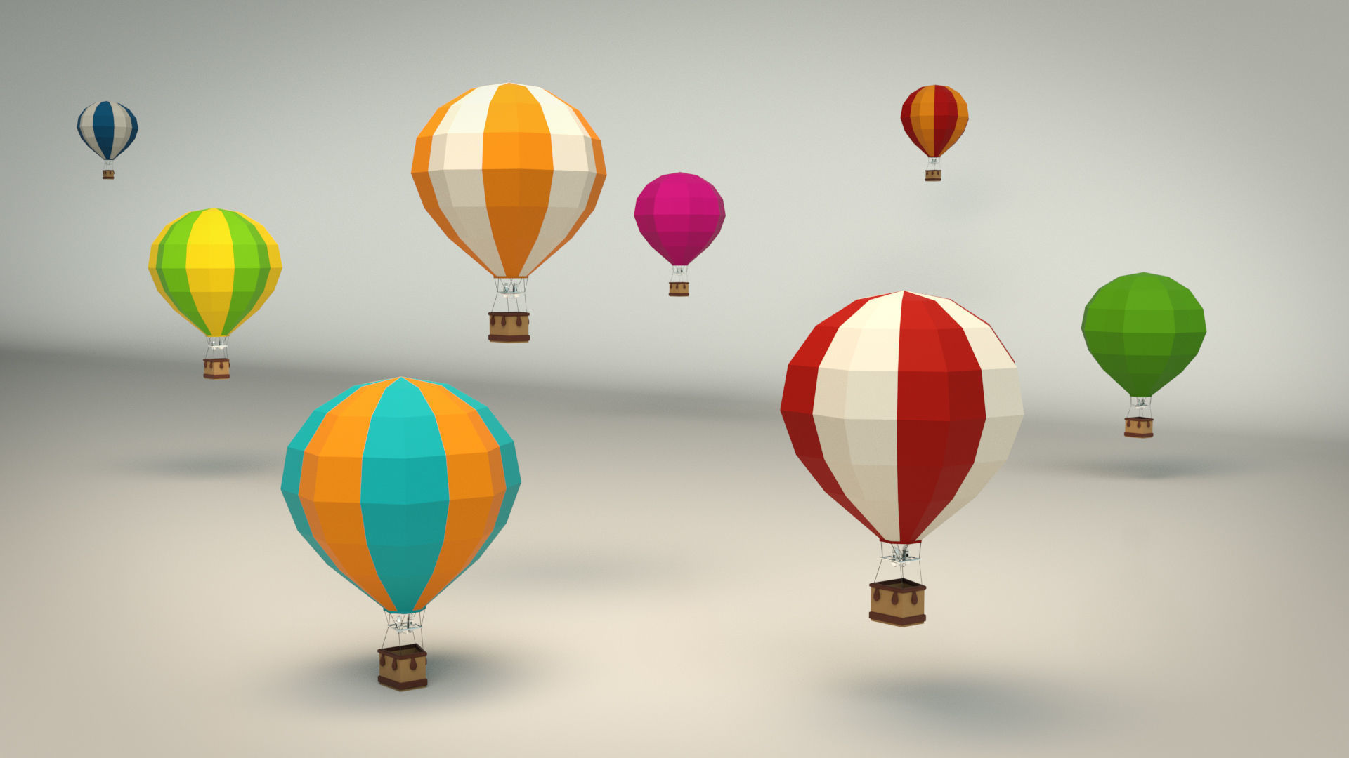 Low Poly Hot Air Balloon Low-poly 3D model_2