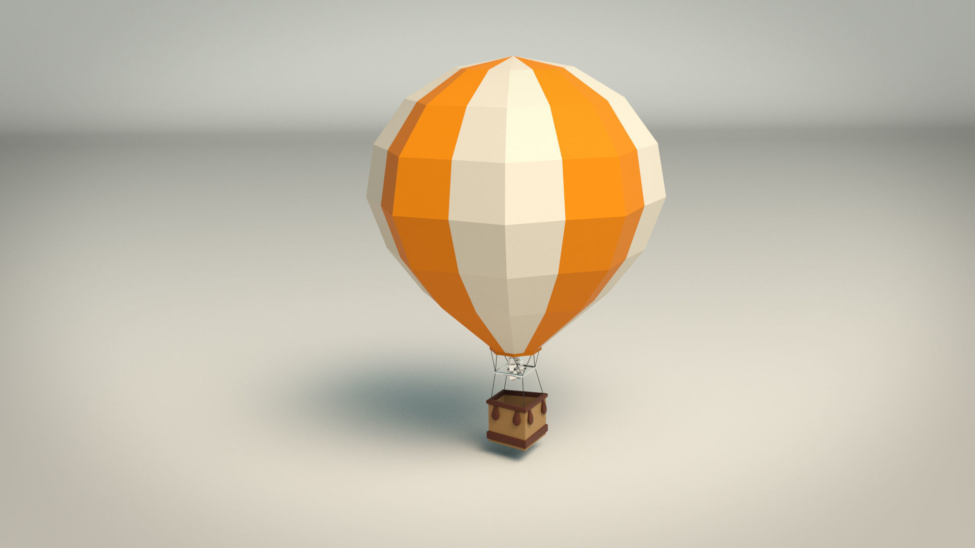 Low Poly Hot Air Balloon Low-poly 3D model_4