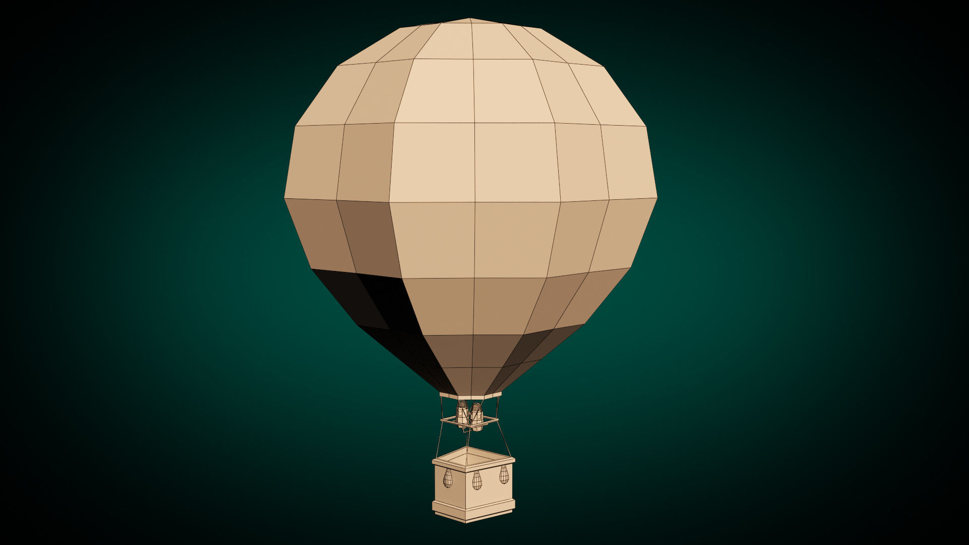 Low Poly Hot Air Balloon Low-poly 3D model_7