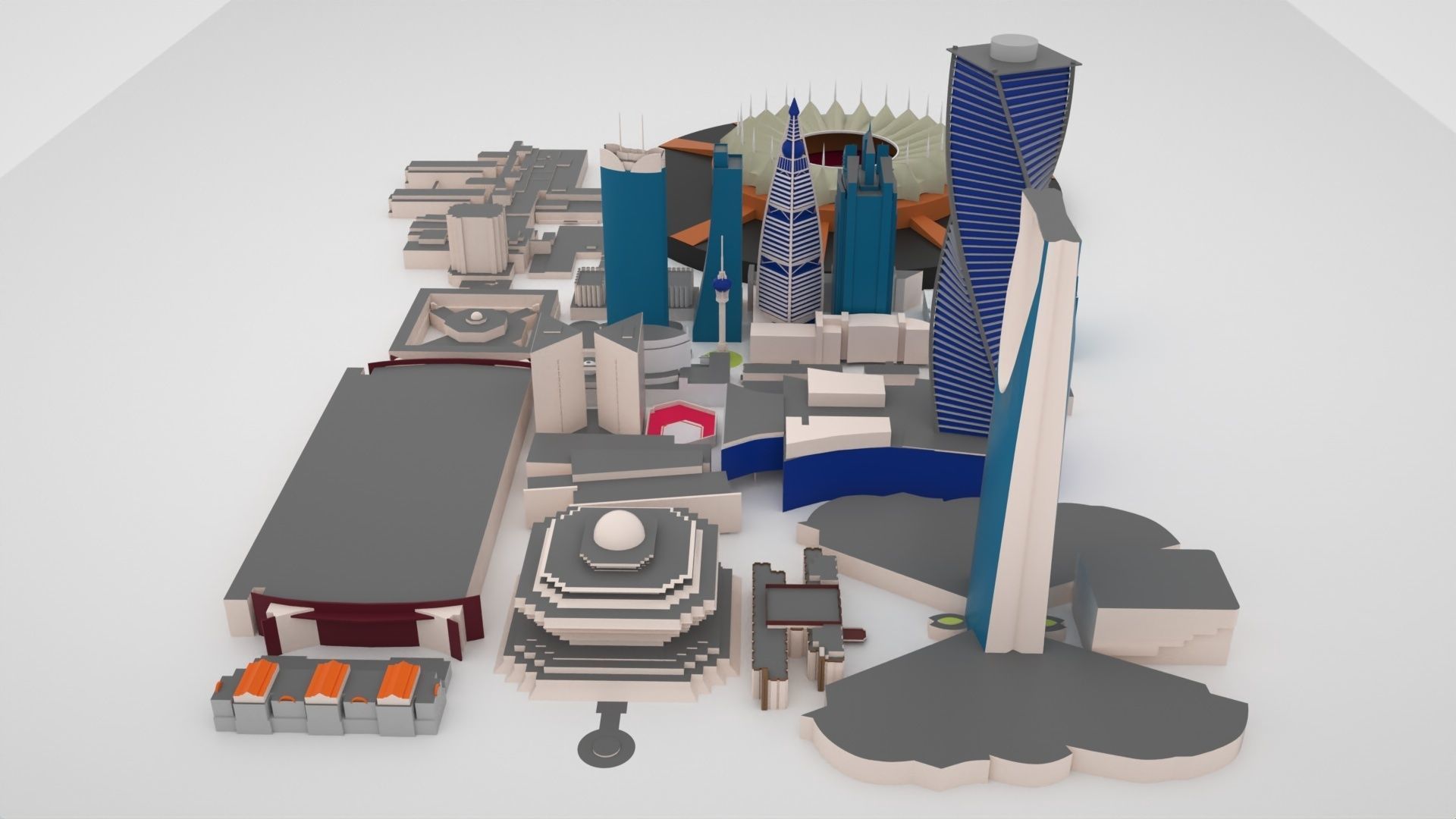 Riyadh City Landmark Buildings 3D Models Low-poly 3D model_2