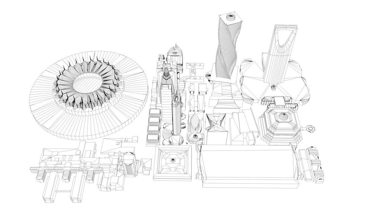 Riyadh City Landmark Buildings 3D Models Low-poly 3D model_4