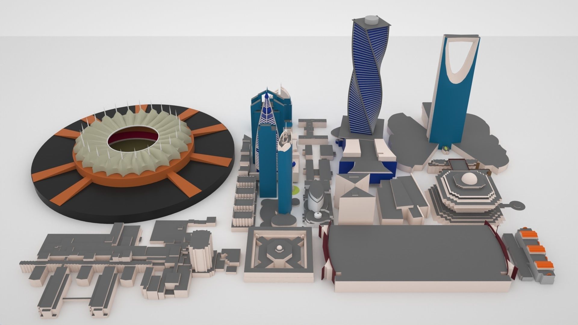 Riyadh City Landmark Buildings 3D Models Low-poly 3D model_1