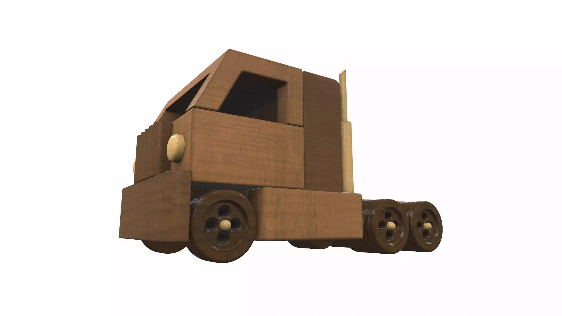 Wooden car toy truck 4 Free 3D model