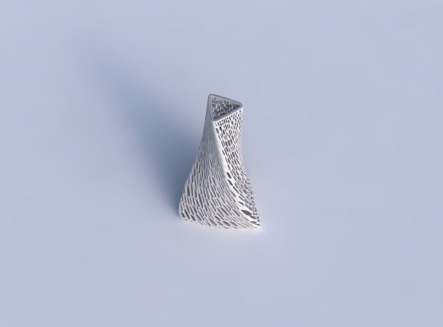 Vase twist tilted triangle with dense twisted organic lattice 3D print model_1